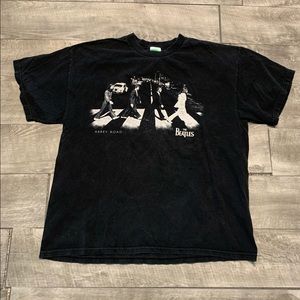 YK2 The Beatles Abbey Road Band Black Short Sleeve Crewneck Shirt Tshirt Tee XL
